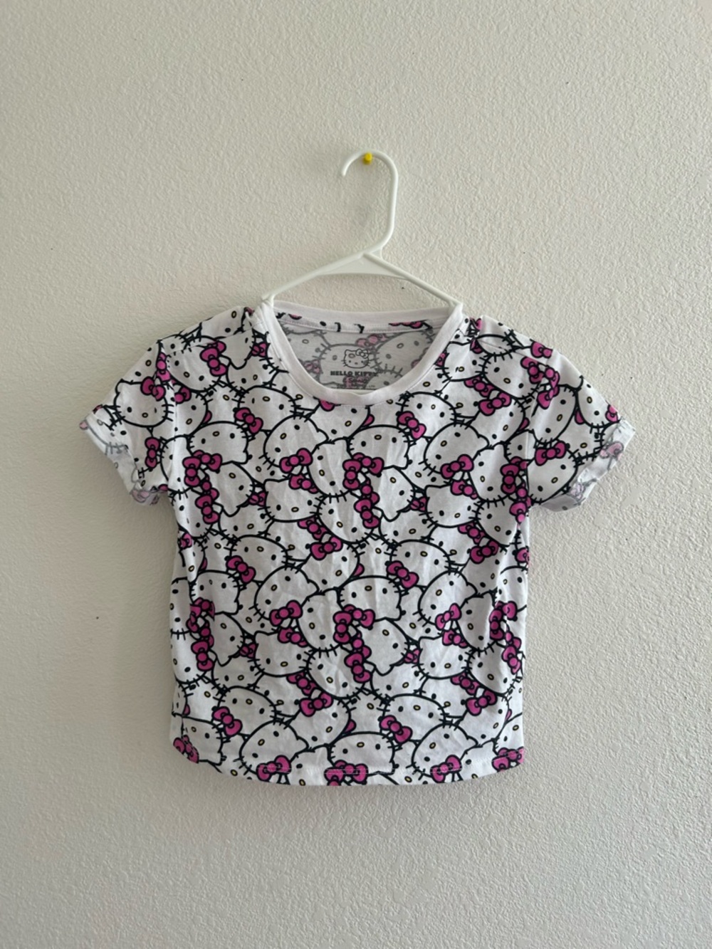 Hello Kitty White Tee with Pink Bow Print